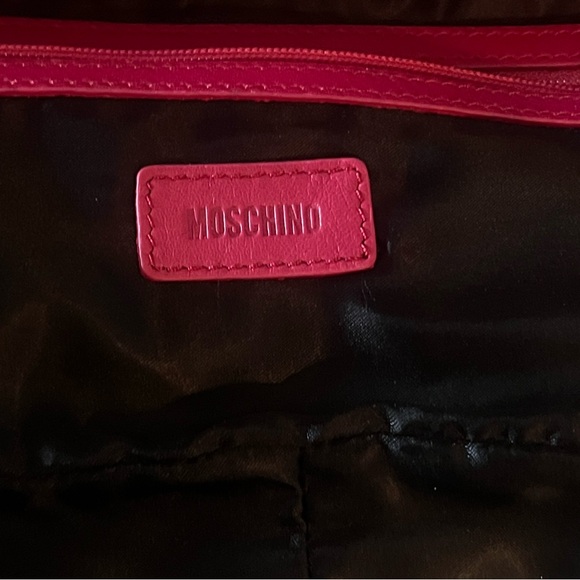♥️ MOSCHINO Red Flap Fabric Signature Chain Shoulder Crossbody Bag Purse NWOT - Picture 13 of 14